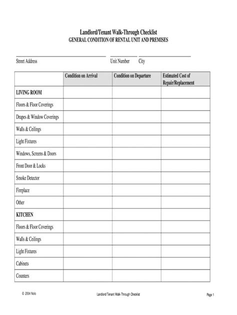 Final Walk Through Checklist Printable