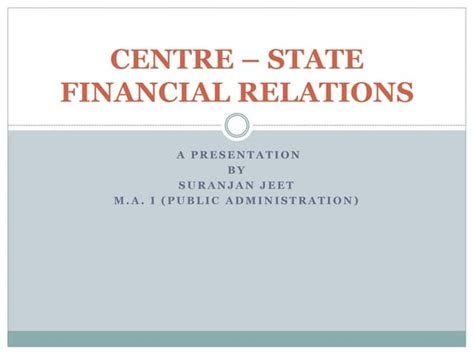 Finance Commissions and Centre State Financial Relations PDF