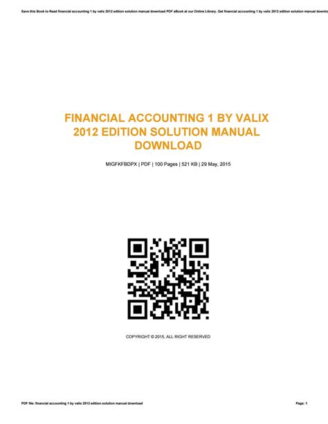 Financial Accounting 1 By Valix 2012 Edition Solution Manual Reader