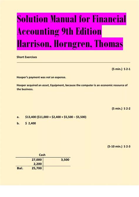 Financial Accounting Harrison 9th Edition Solution Manual Doc