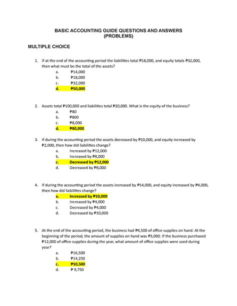 Financial Accounting Multiple Choice Question With Answer PDF