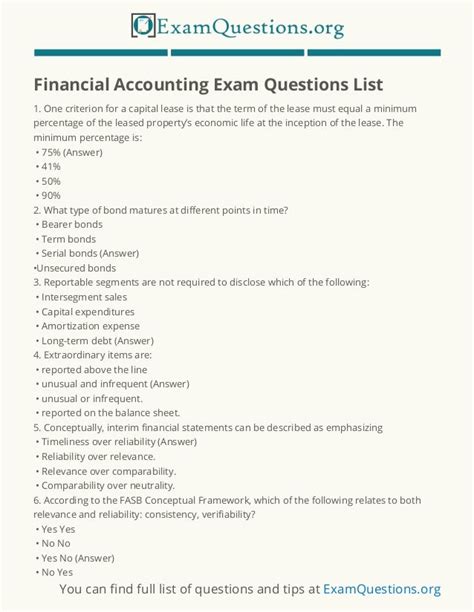 Financial Accounting Quiz Questions And Answers PDF