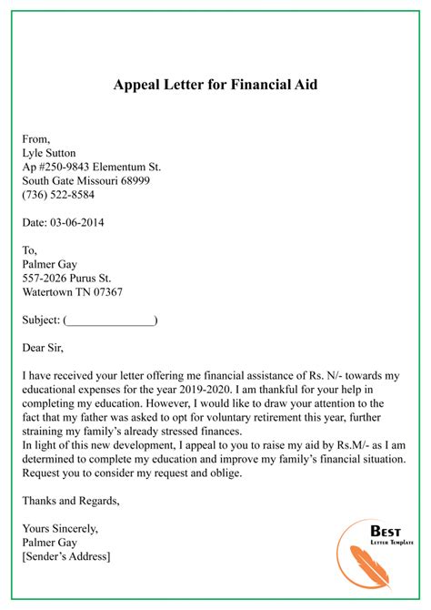 Financial Aid Letter Appeal Sample: A Comprehensive Guide to Crafting a Compelling Request