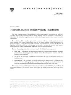 Financial Analysis Of Real Property Investments Poorvu - PDF Search Engine Reader