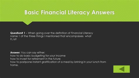 Financial Literacy Answers Reader