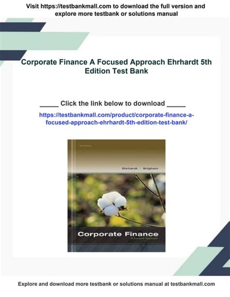 Financial Management 5th Edition Ehrhardt Test Bank pdf PDF