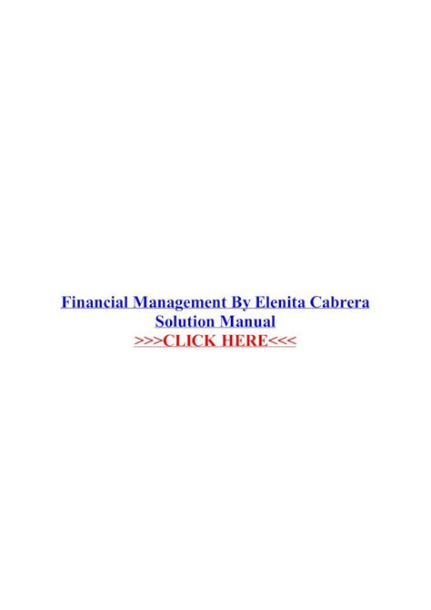 Financial Management Cabrera Manual And Solution Doc