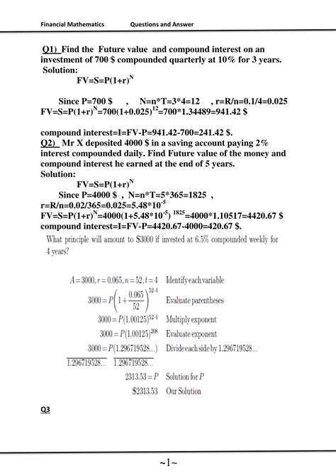 Financial Mathematics Questions And Answers PDF