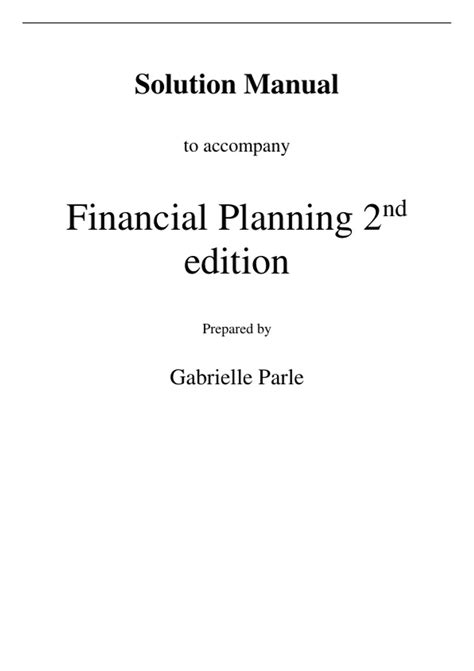 Financial Planning Warren Mckeown Tutorial Solutions Kindle Editon