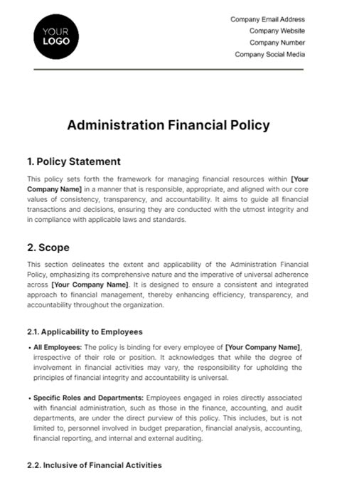 Financial Policy Template