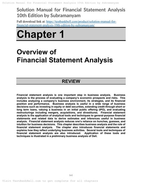 Financial Statement Analysis 10 Edition Answers Subramanyam PDF