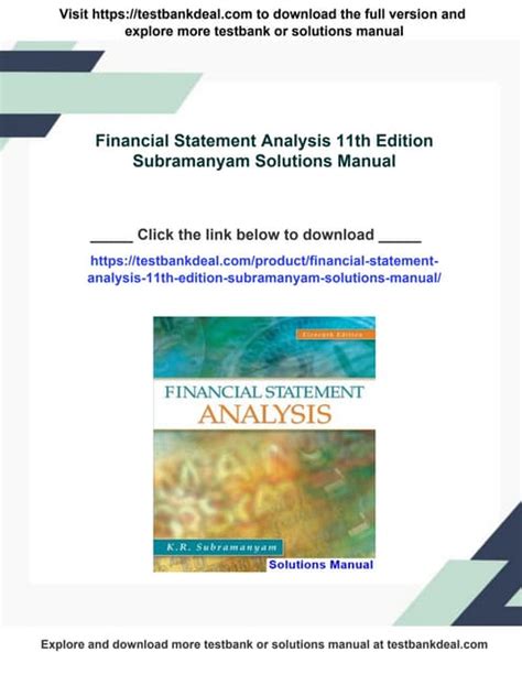 Financial Statement Analysis Subramanyam Solutions 11e Epub