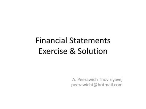 Financial Statements Exercise And Solution Doc