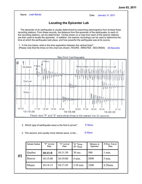 Finding Epicenters Lab Answer Key Lab Ebook Doc