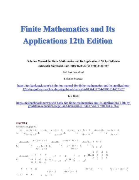 Finite Mathematics and its Applications Kindle Editon