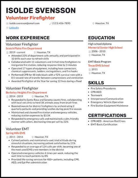 Fire Resume Template