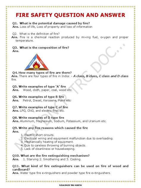 Fire Safety Questions Answers PDF