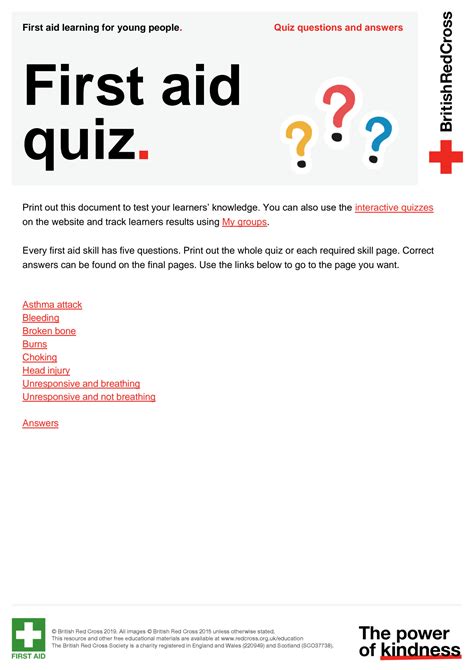 First Aid Quiz Questions And Answers Doc