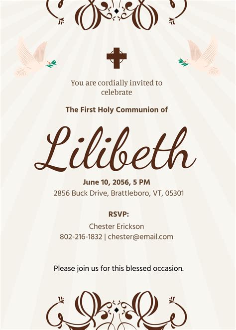 First Communion Invitation Template