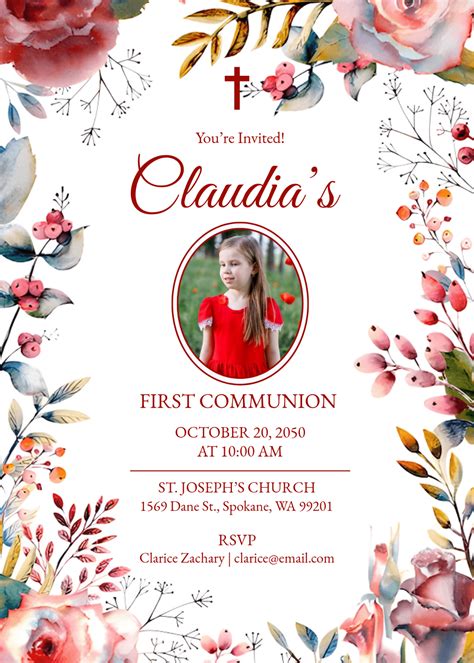 First Communion Invitation Template Free