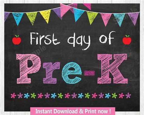 First Day Of Prek Sign Free Printable