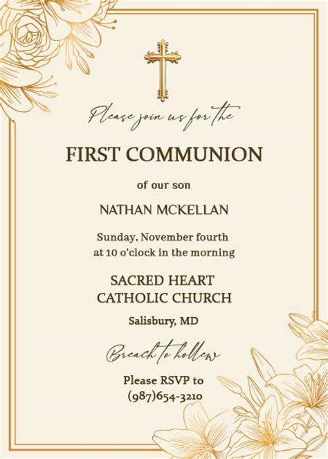 First Holy Communion Invitation Templates Free