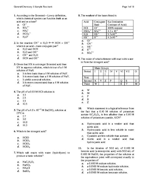 First Term General Chemistry Exam Answers Reader