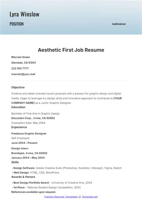 First Time Job Resume Template