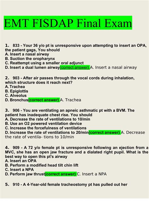 Fisdap Emt Final Exam Answers Ebook Doc