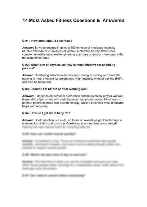 Fitness Questions And Answers Kindle Editon