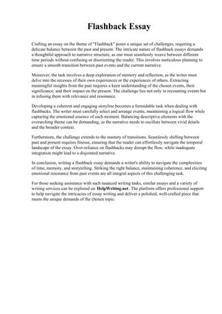 Flashback College Essay: Revisiting the Past to Illuminate the Present
