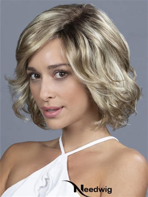 Flexibility Blonde Wavy Chin Length Petite Wigs