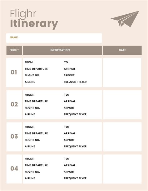 Flight Itinerary Template