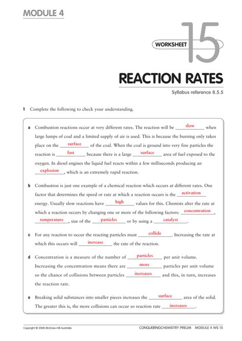 Flinn Scientific Factors Affecting Reaction Rates Answers Ebook PDF