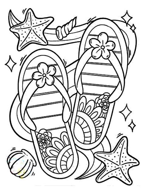 Flip Flop Coloring Pages Free Printable Kids Size