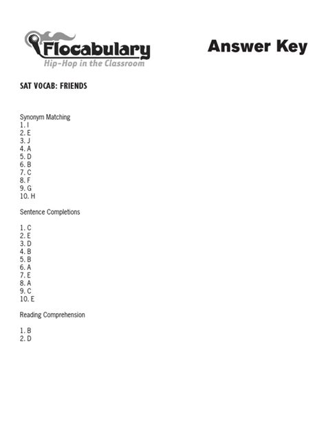 Flocabulary Answer Keys Packet PDF