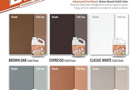 Flood Pro Series Solid Color Stain Color Chart