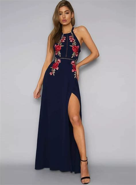 Floral Embroidered Maxi Dress: