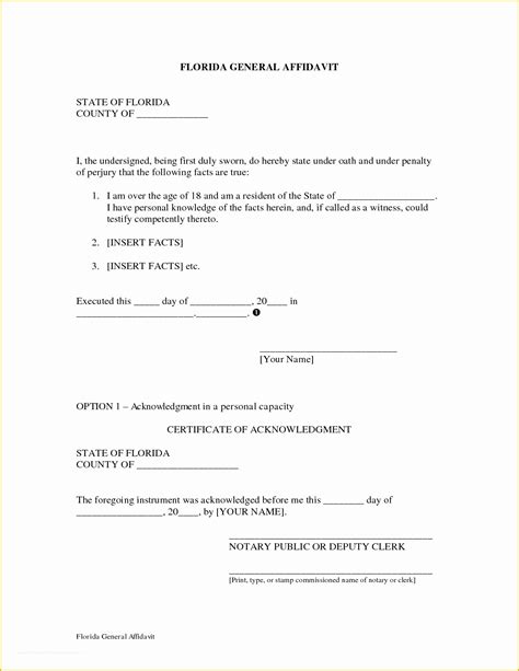 Florida Affidavit Template