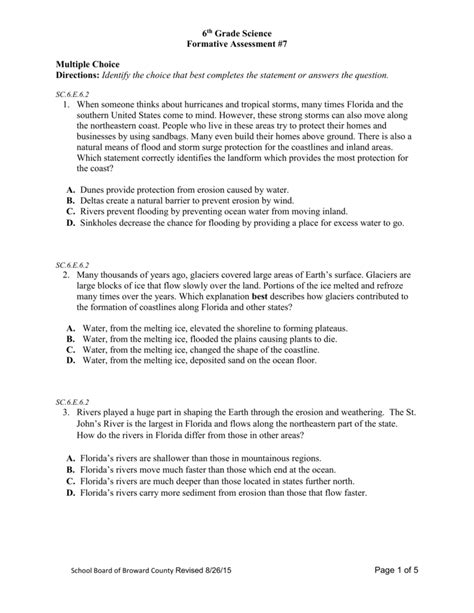 Florida Coach Science Grade 6 Answer Key Reader