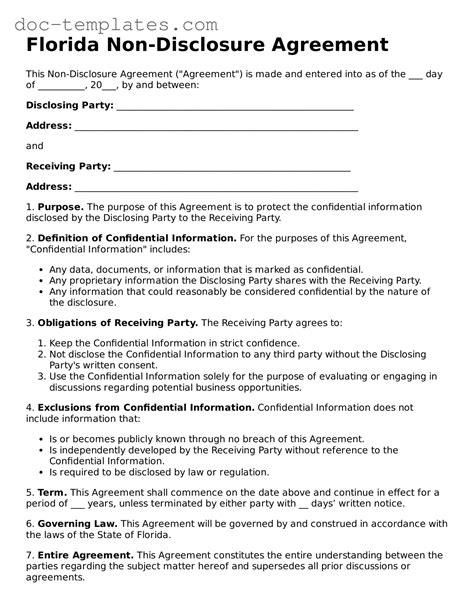 Florida Non Disclosure Agreement Template