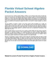 Florida Virtual School Algebra Packet Answers Kindle Editon