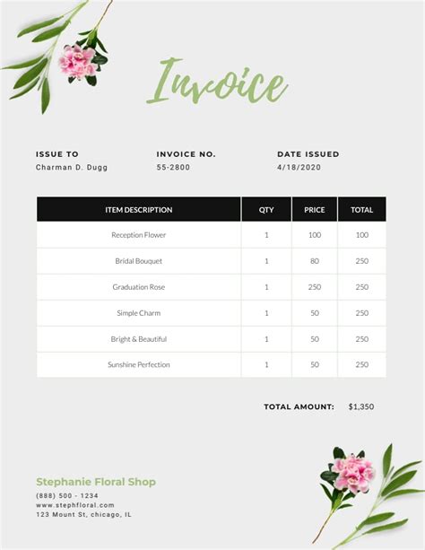 Flower Invoice Template