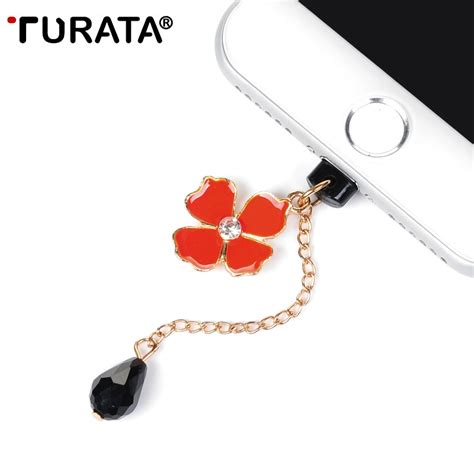 Flower Rhinestone Pendant Plug Earphone Samsung Kindle Editon