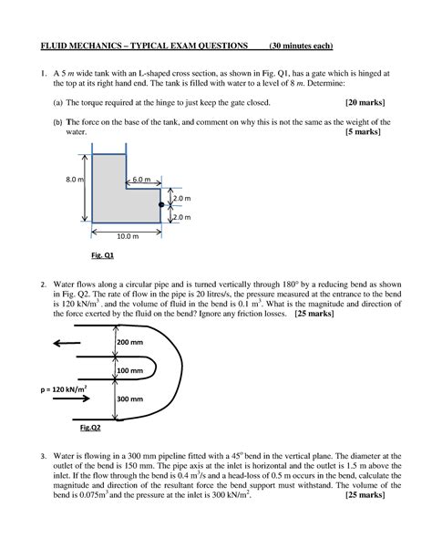 Fluid Mechanics Exam Question And Answer PDF