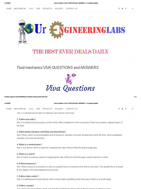 Fluid Mechanics Viva Questions Answers Doc