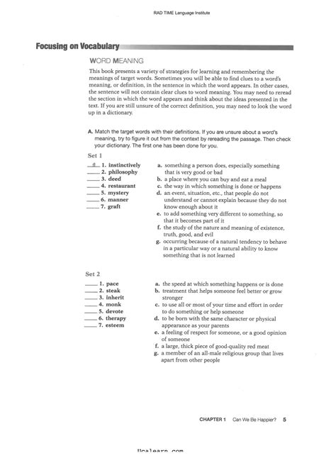 Focus On Vocabulary 1 Answer Key Download Doc