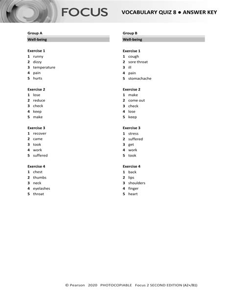 Focus Vocabulary 2 Answer Key Reader