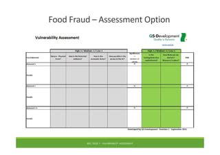 Food Fraud Vulnerability Assessment Template