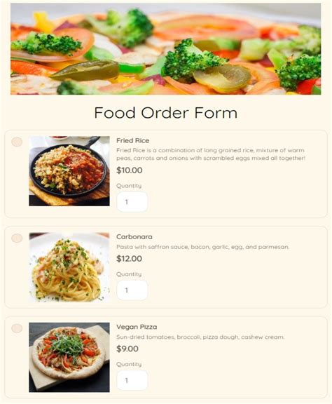 Food Ordering Template